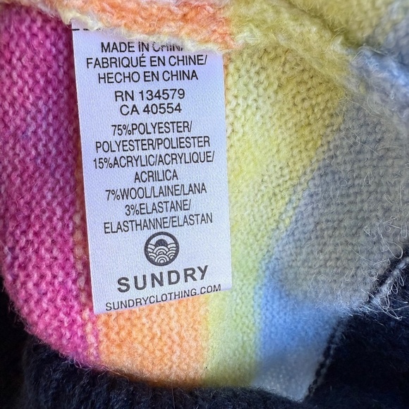 Sundry Crew Neck Pullover Striped Sweater Size 0 - Picture 6 of 7